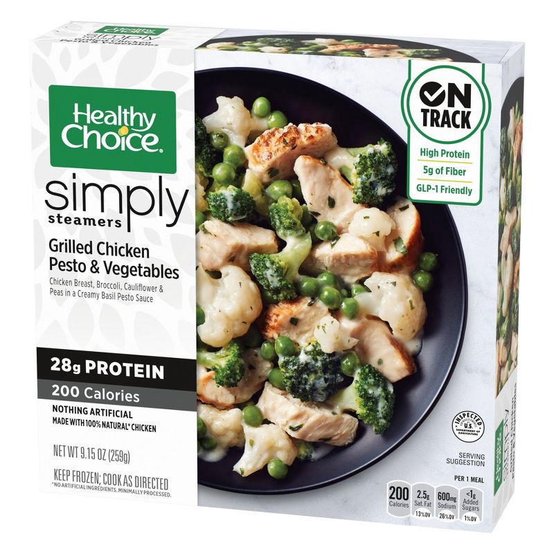 slide 2 of 7, Healthy Choice Simply Steamers Frozen Grilled Chicken Pesto and Vegetables - 9.15oz, 9.15 oz