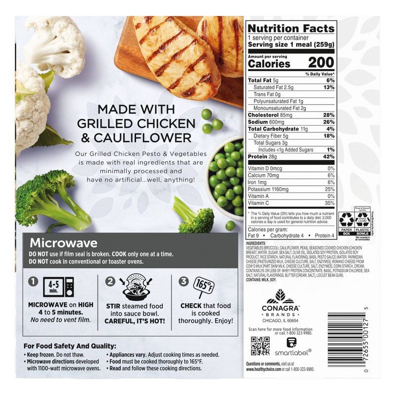 slide 7 of 7, Healthy Choice Simply Steamers Frozen Grilled Chicken Pesto and Vegetables - 9.15oz, 9.15 oz
