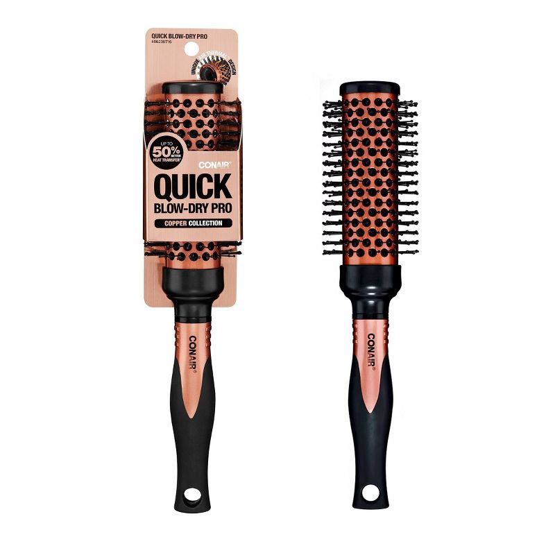 slide 1 of 7, Conair Copper Pro Air Thermal Nylon Bristle Round Hair Brush - Medium Barrel - All Hair, 1 ct