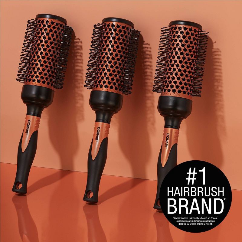 slide 3 of 8, Conair Copper Pro Air Thermal Nylon Bristle Round Hair Brush - Large Barrel - All Hair, 1 ct