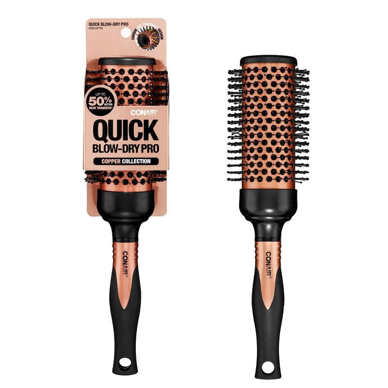 slide 1 of 8, Conair Copper Pro Air Thermal Nylon Bristle Round Hair Brush - Large Barrel - All Hair, 1 ct