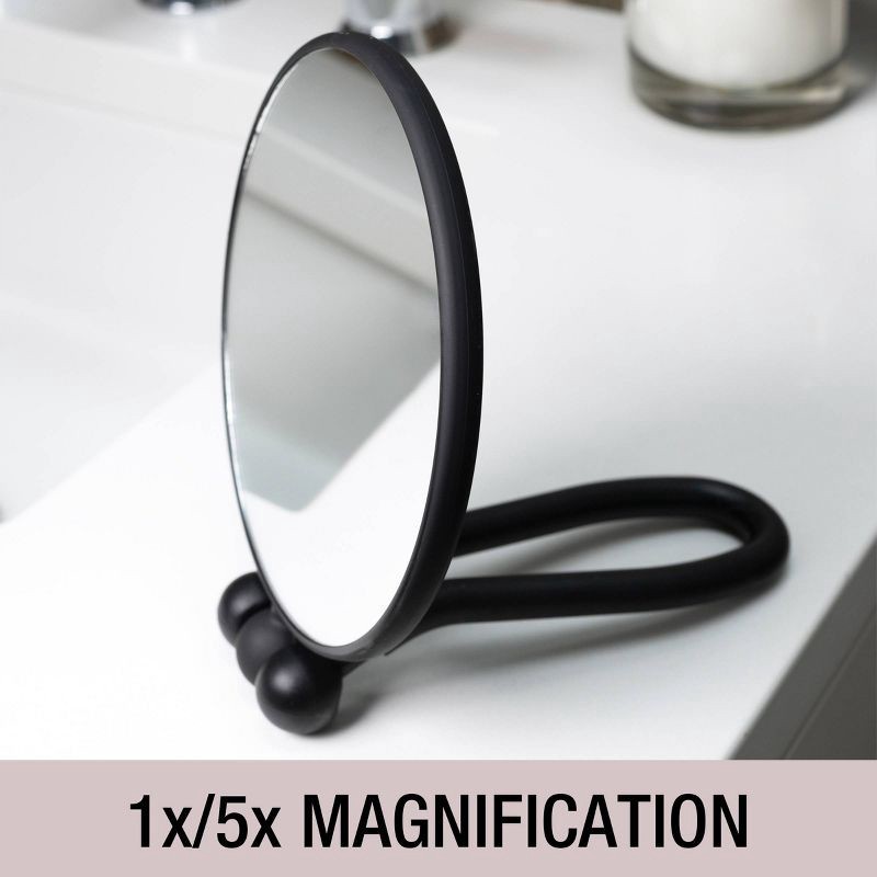 slide 5 of 5, Conair Perfect Position 2-Sided Round Mirror - 1x/5x Magnification - Handheld/Hang/Stand - Black or Charcoal, 1 ct