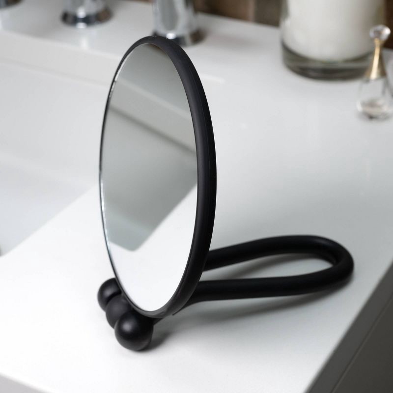 slide 6 of 6, Conair Perfect Position 2-Sided Round Mirror - 1x/5x Magnification - Handheld/Hang/Stand - Black or Charcoal, 1 ct