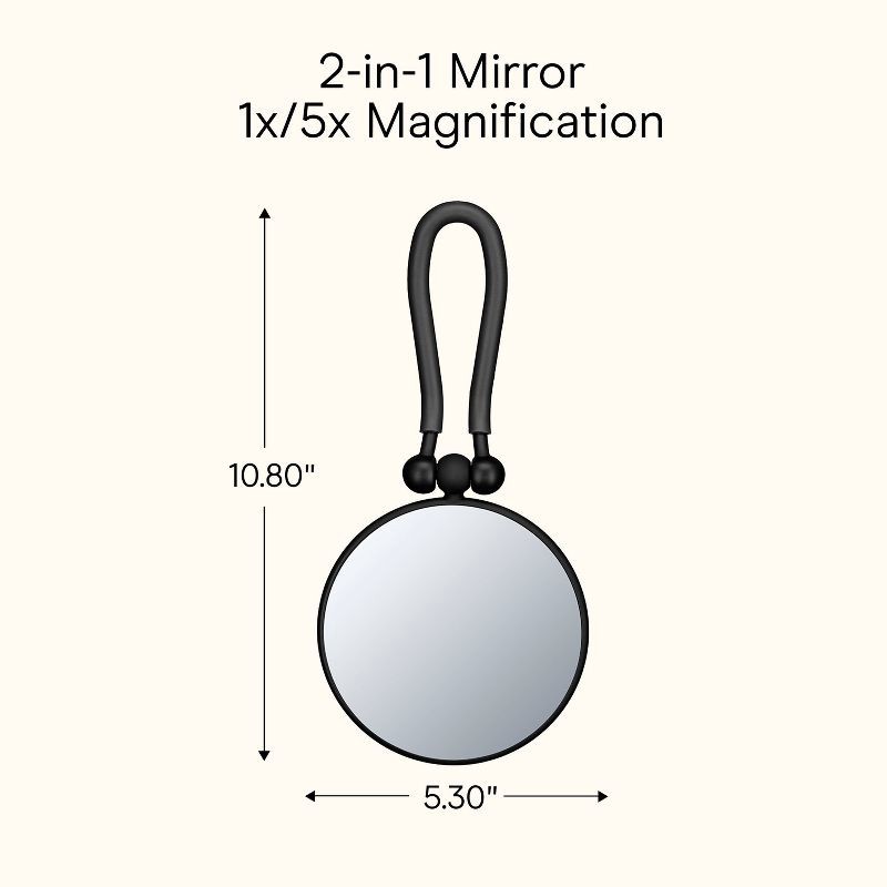 slide 7 of 7, Conair Perfect Position 2-Sided Round Mirror - 1x/5x Magnification - Handheld/Hang/Stand - Black, 1 ct