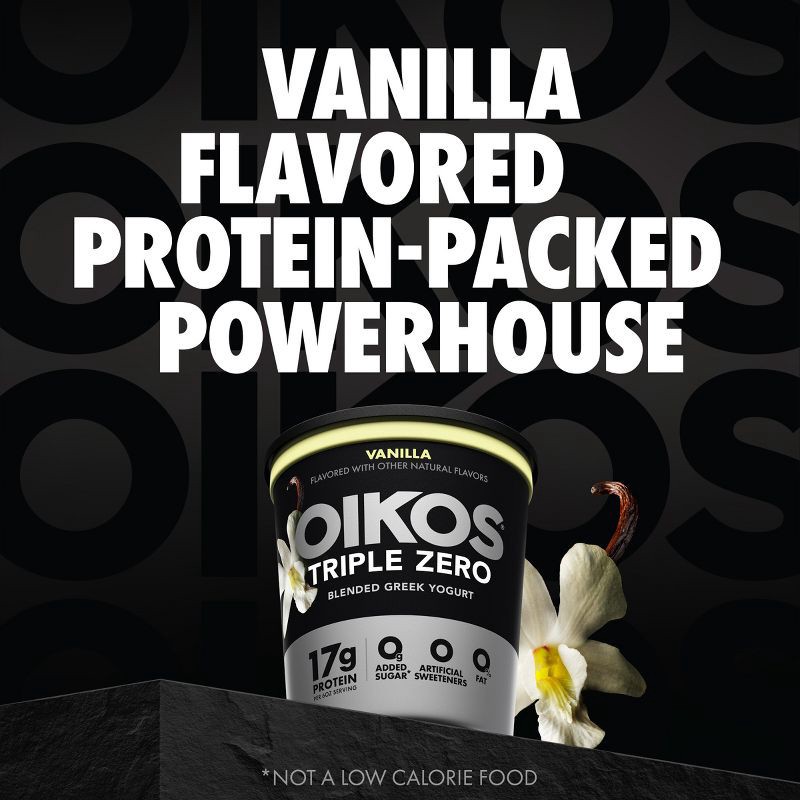 slide 3 of 13, Oikos Triple Zero Vanilla Greek Yogurt - 17g Protein 32oz, 17 gram, 32 oz