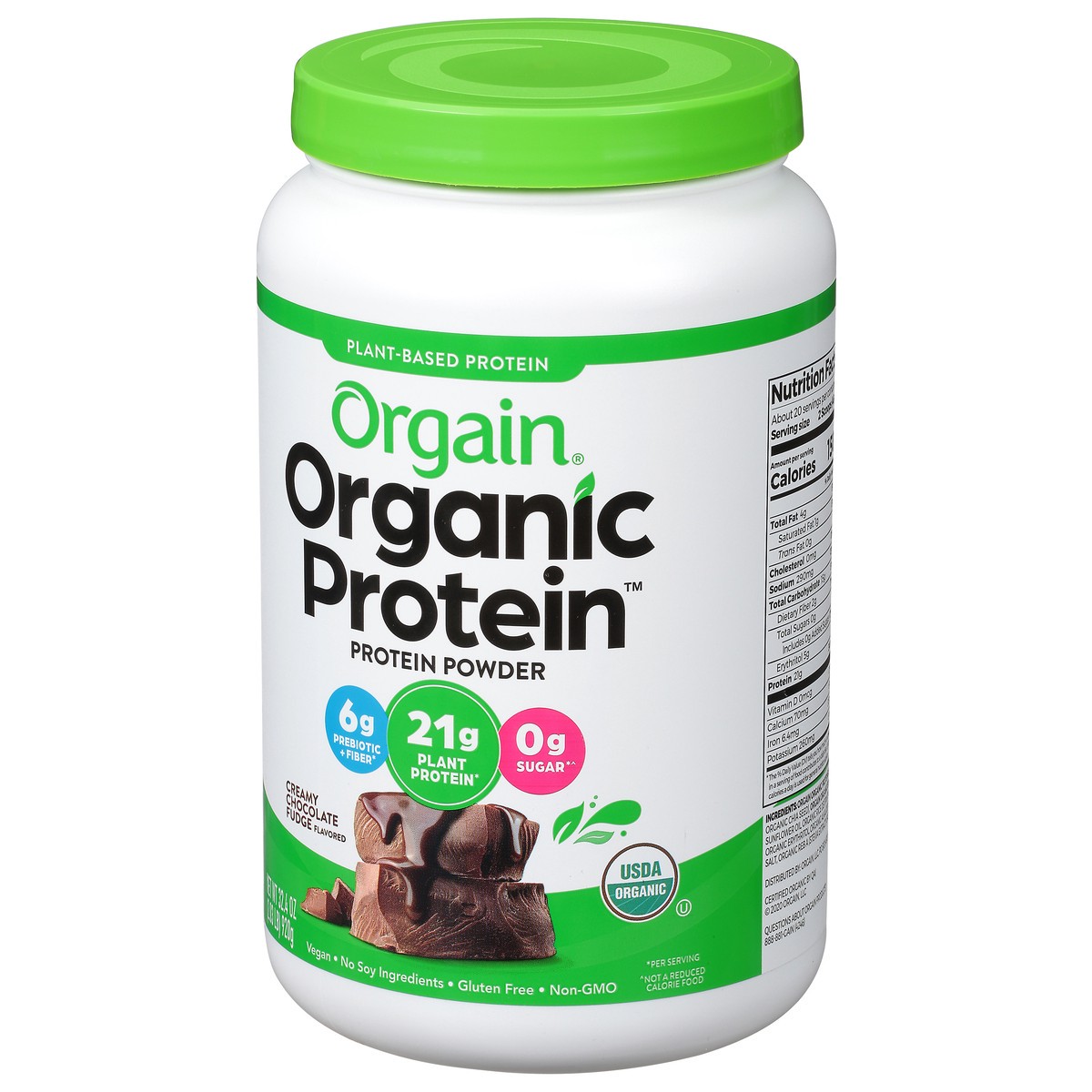 slide 7 of 9, Orgain Organic Vegan 21g Protein Powder, Plant Based, Creamy Chocolate 2.03lb, 2.01 lb