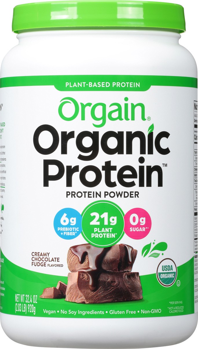 slide 8 of 9, Orgain Organic Vegan 21g Protein Powder, Plant Based, Creamy Chocolate 2.03lb, 2.01 lb