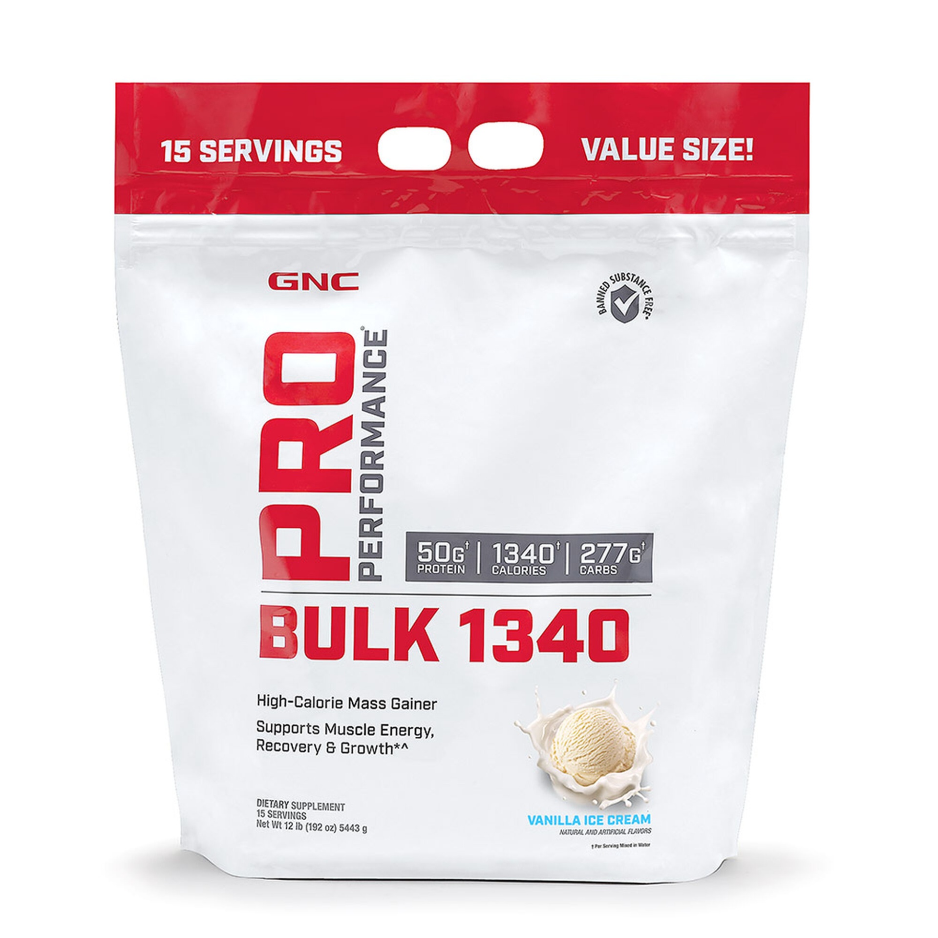 slide 1 of 1, GNC Pro Performance Bulk 1340 - Vanilla Ice Cream, 12 lb