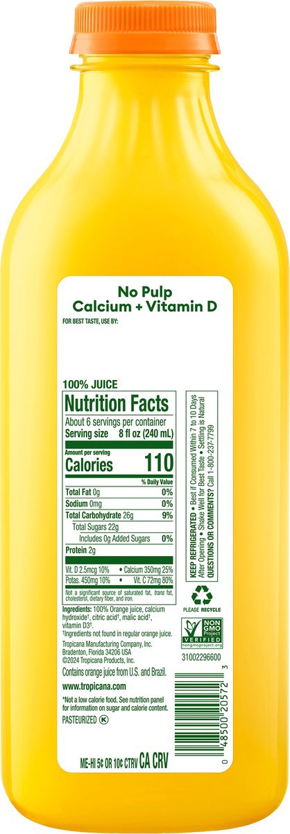 slide 9 of 12, Tropicana Pure Premium Original No Pulp 100% Orange Juice With Calcium, 46 Fl Oz Bottle, 46 fl oz