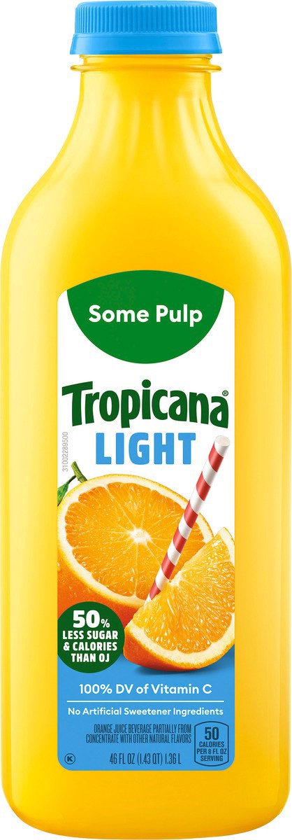 slide 7 of 12, Tropicana Orange Juice Light With Pulp, 46 oz