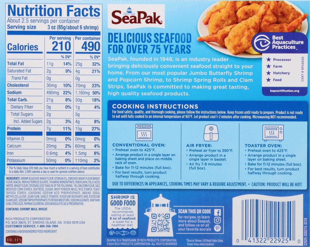 slide 2 of 14, SeaPak Golden Crispy Butterfly Classic Shrimp Snack Size 7 oz, 7 oz