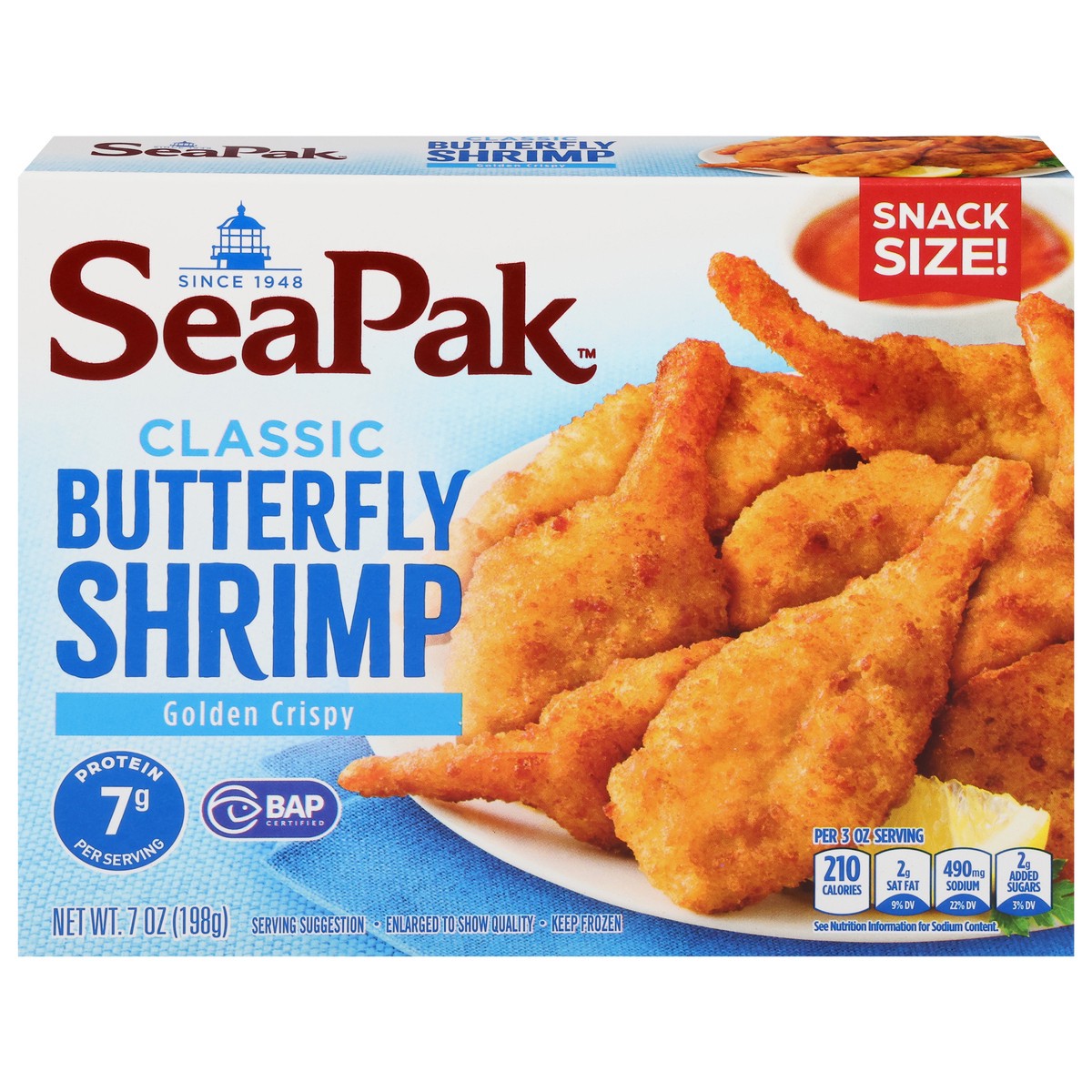 slide 6 of 14, SeaPak Golden Crispy Butterfly Classic Shrimp Snack Size 7 oz, 7 oz