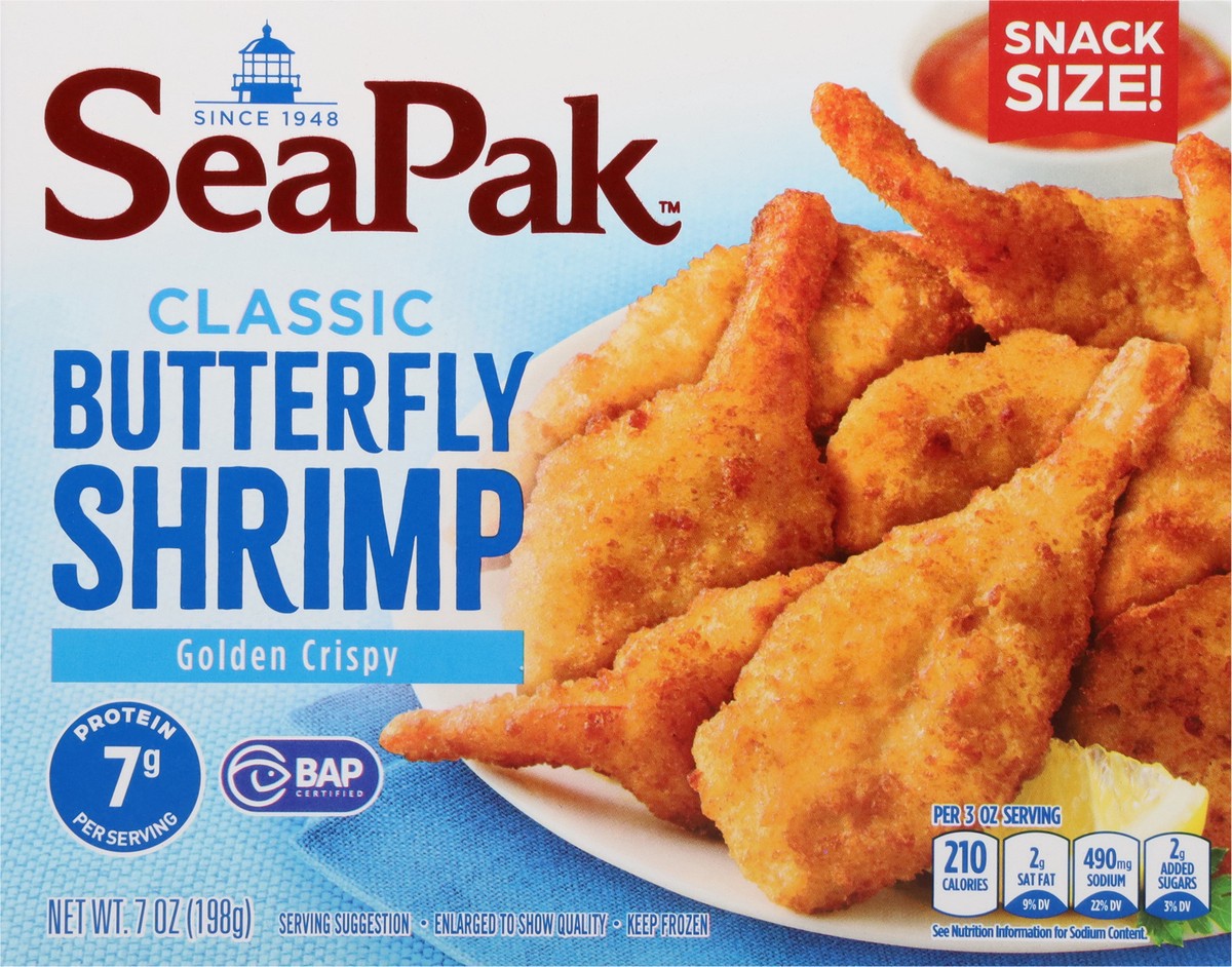 slide 7 of 14, SeaPak Golden Crispy Butterfly Classic Shrimp Snack Size 7 oz, 7 oz