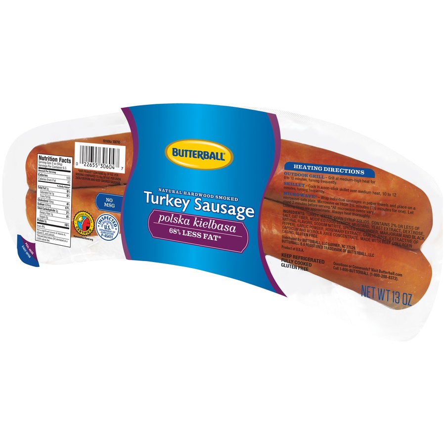 slide 3 of 8, Butterball Everyday Turkey Sausage Polska Kielbasa, 13 oz