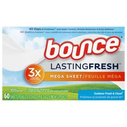 Bounce Lasting Fresh Outdoor Fresh & Clean Dryer Sheets Mega 60 ea