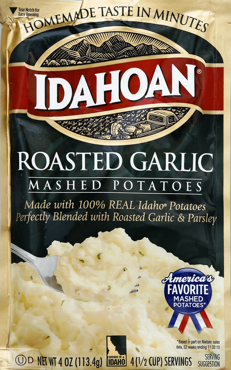 slide 3 of 3, Idahoan Roasted Garlic Mashed Potatoes, 4 oz