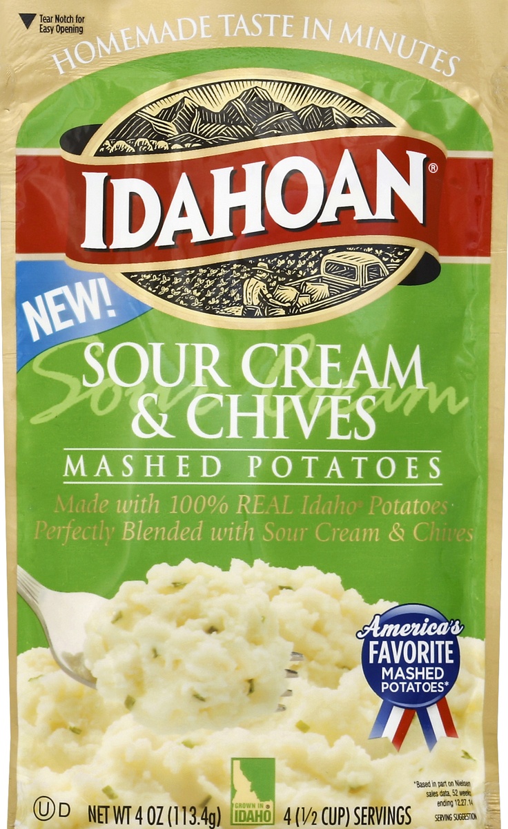 slide 2 of 3, Idahoan Mashed Potatoes Sour Cream & Chives, 4 oz