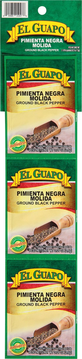 slide 3 of 3, El Guapo Ground Black Pepper 3-0.09 oz. Packets, 0.9 oz