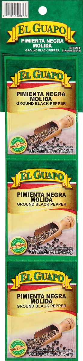 slide 1 of 3, El Guapo Ground Black Pepper 3-0.09 oz. Packets, 0.9 oz