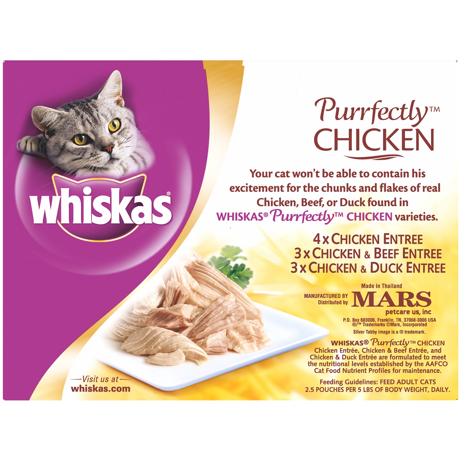 slide 2 of 3, WHISKAS PURRFECTLY Chicken Variety Pack Wet Cat Food, 1.87 Oz