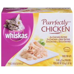 Whiskas Purrfectly Chicken Food for Cats 10 - 3 oz Pouches