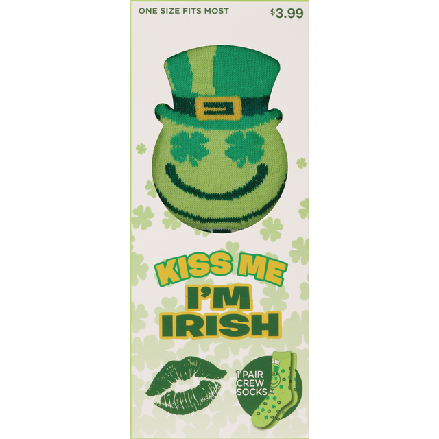 slide 1 of 1, ABG Accessories St. Patrick's Day Socks In A Box, Kiss Me I'M Irish, 1 ct