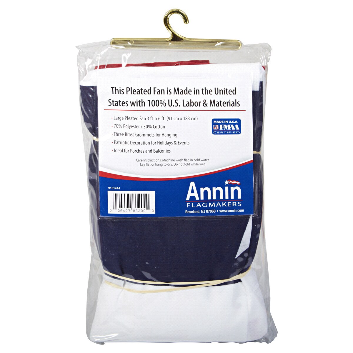 slide 2 of 2, Annin Flagmakers Pleated Fan Bunting Decoration Flag, 3 x 6 ft