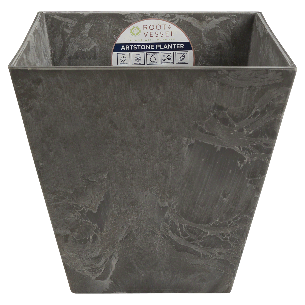 slide 1 of 1, Novelty Ella 12" Square Planter Grey, 12 in