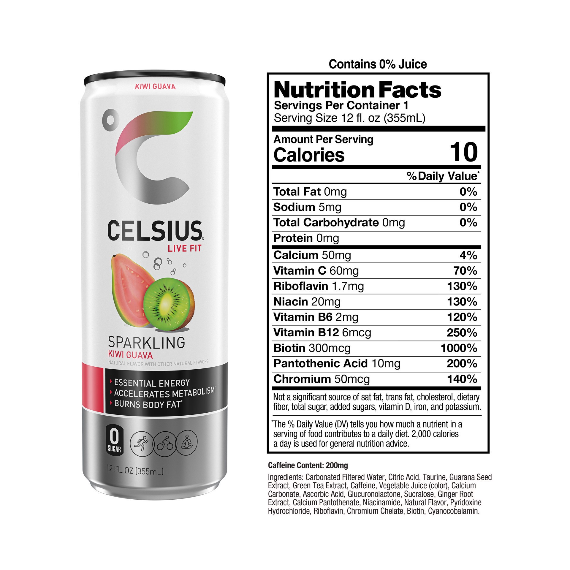 slide 6 of 6, Celsius Sparkling Kiwi Guava Energy Drink- 12 oz, 12 oz