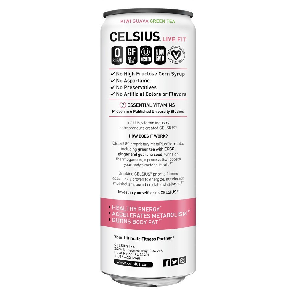 slide 4 of 6, CELSIUS Fitness Drink, Kiwi Guava, Sparkling, 12 oz