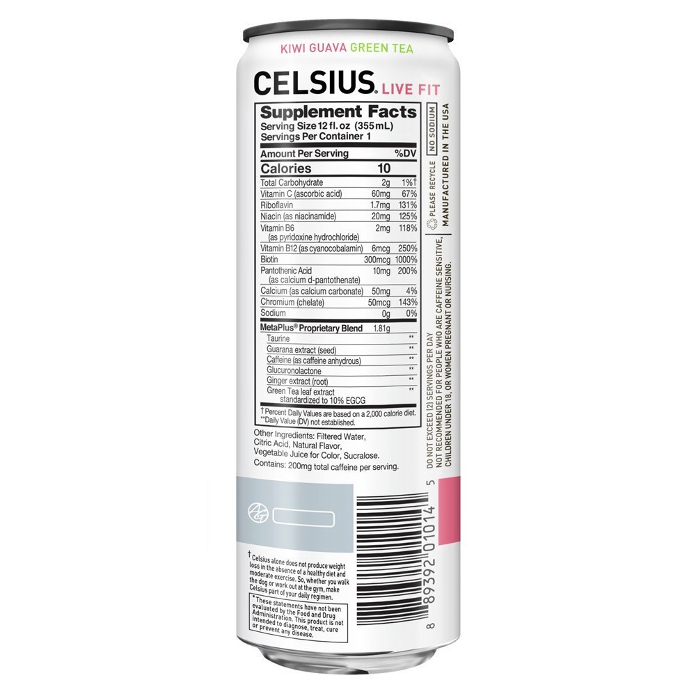 slide 3 of 6, CELSIUS Fitness Drink, Kiwi Guava, Sparkling, 12 oz