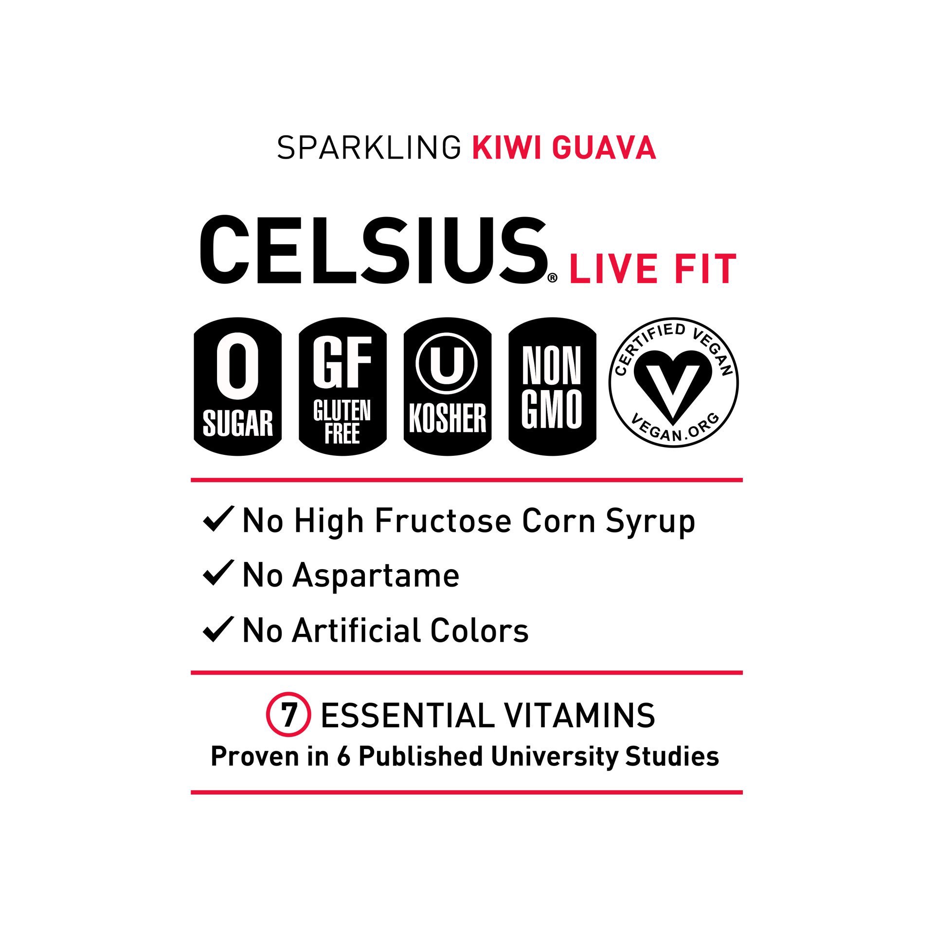 slide 5 of 6, CELSIUS Fitness Drink, Kiwi Guava, Sparkling, 12 oz
