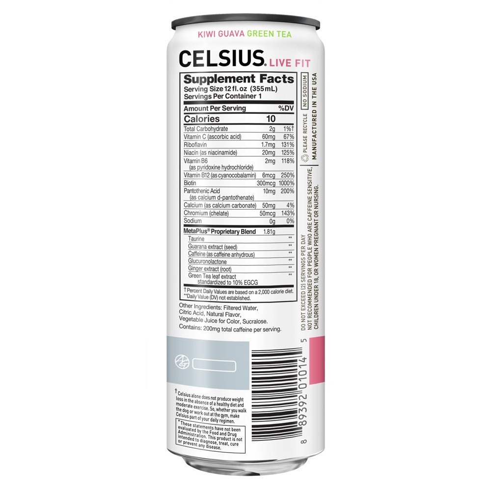 slide 4 of 6, Celsius Sparkling Kiwi Guava Energy Drink- 12 oz, 12 oz