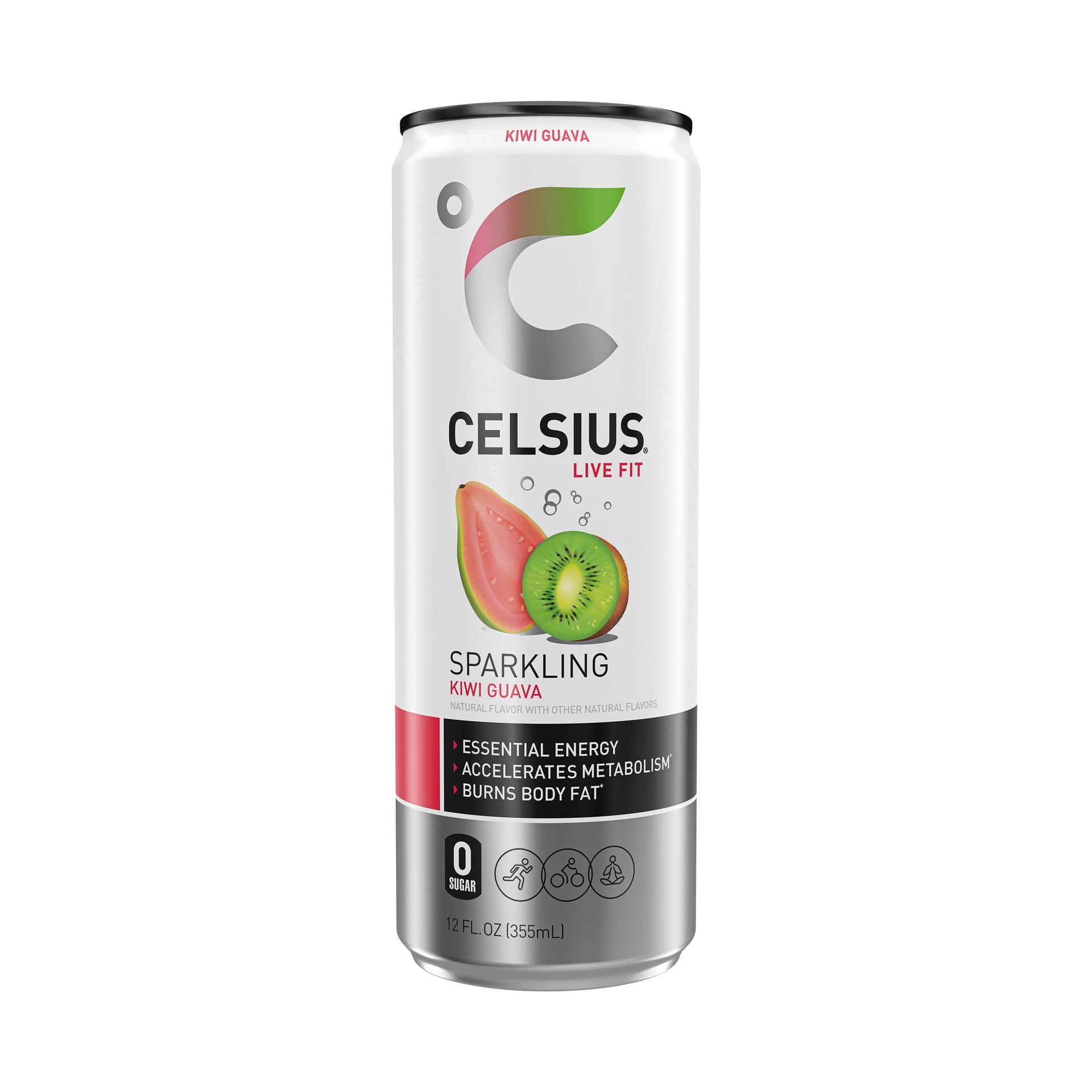 slide 1 of 6, CELSIUS Sparkling Kiwi Guava, Functional Essential Energy Drink 12 Fl Oz Single Can, 12 fl oz