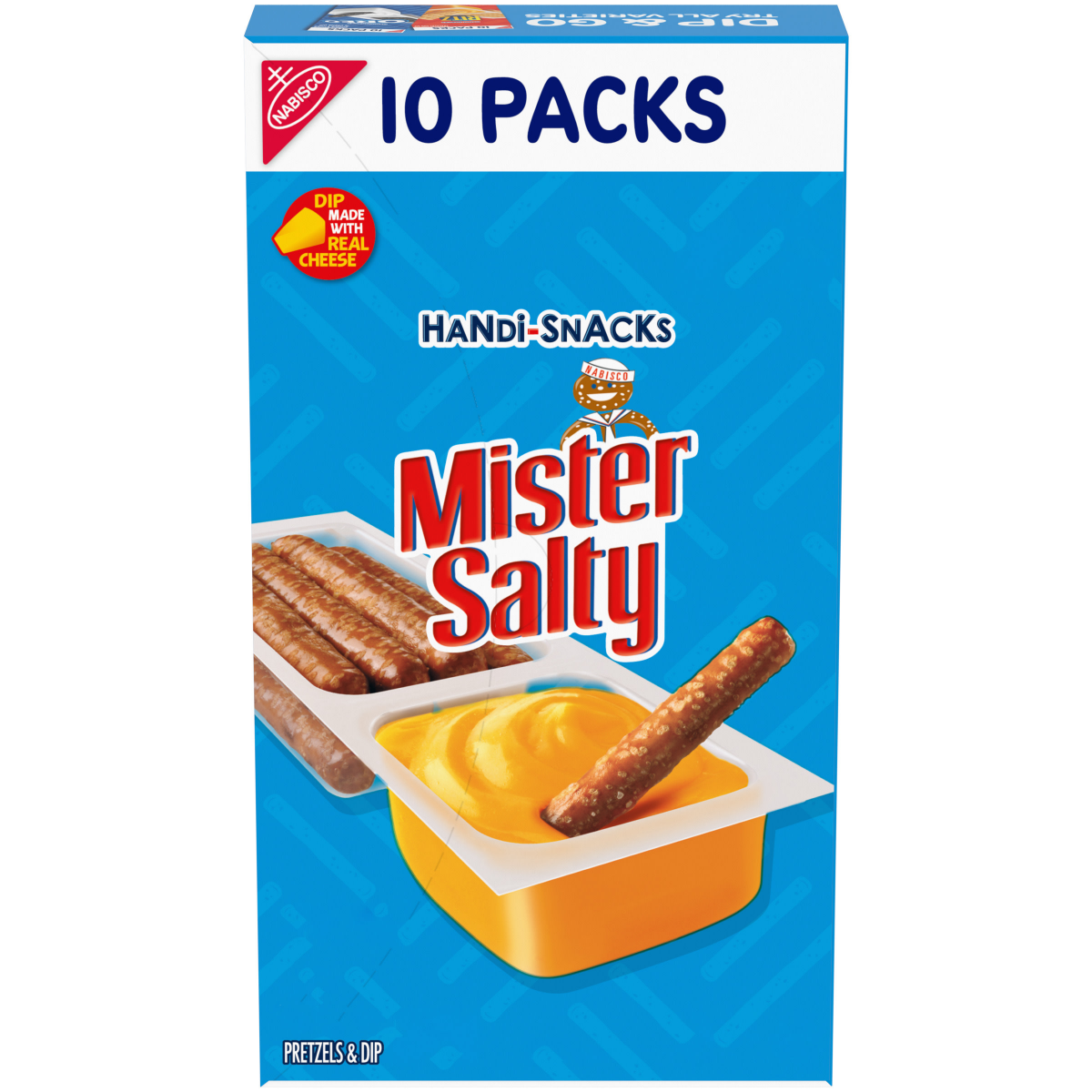 slide 1 of 29, Nabisco Handi-Snacks Mister Salty Pretzels 'N Cheesy Dip Snack Packs, 10 Snack Packs, 10 ct