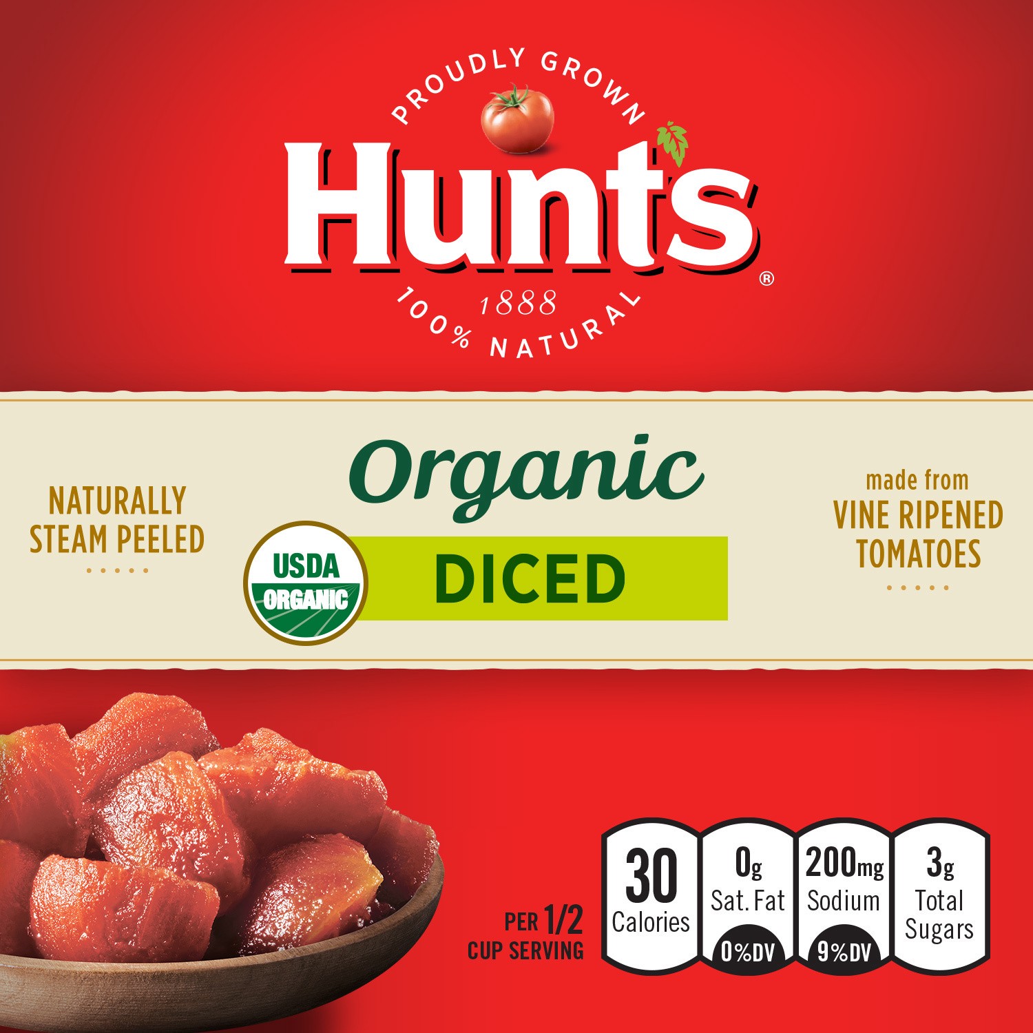 slide 3 of 5, Hunt's Organic Diced Tomatoes 14.5 oz, 14.5 oz