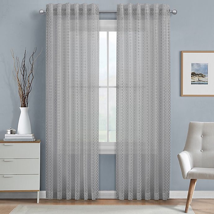 slide 1 of 2, J. Queen New York Alberta Sheer Rod Pocket Window Curtain Panel - Grey, 108 in