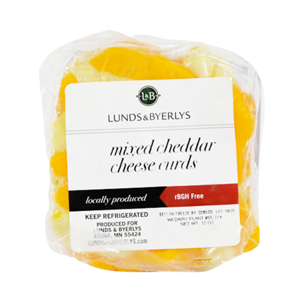 slide 1 of 1, L&B Mixed Cheddar Cheese Curds, 12 oz