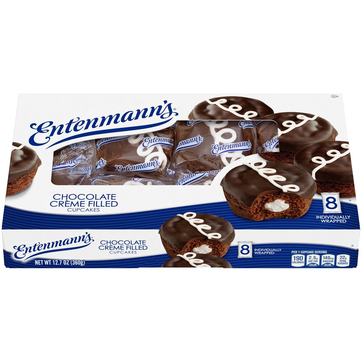 slide 1 of 11, Entenmann's Chocolate Creme Filled Cupcakes, 8 ct