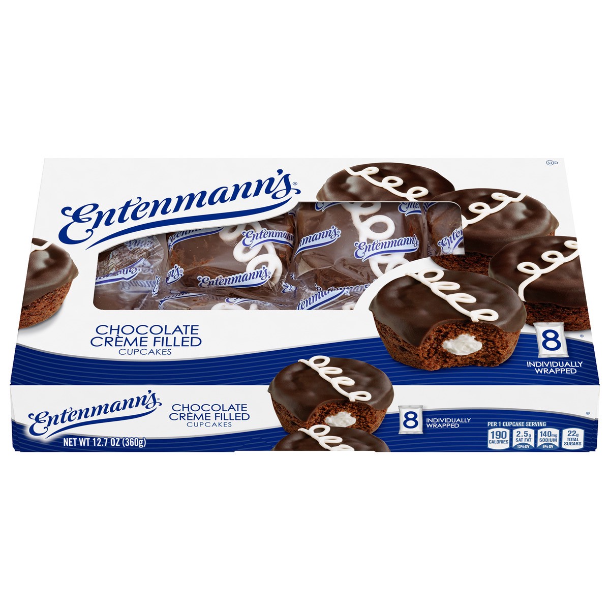 slide 1 of 11, Entenmann's Chocolate Creme Filled Cupcakes, 8 ct