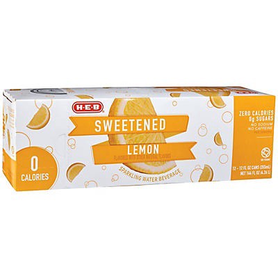 slide 1 of 1, H-E-B Lemon Sweetened Sparkling Water - 12 ct; 12 oz, 12 ct; 12 oz