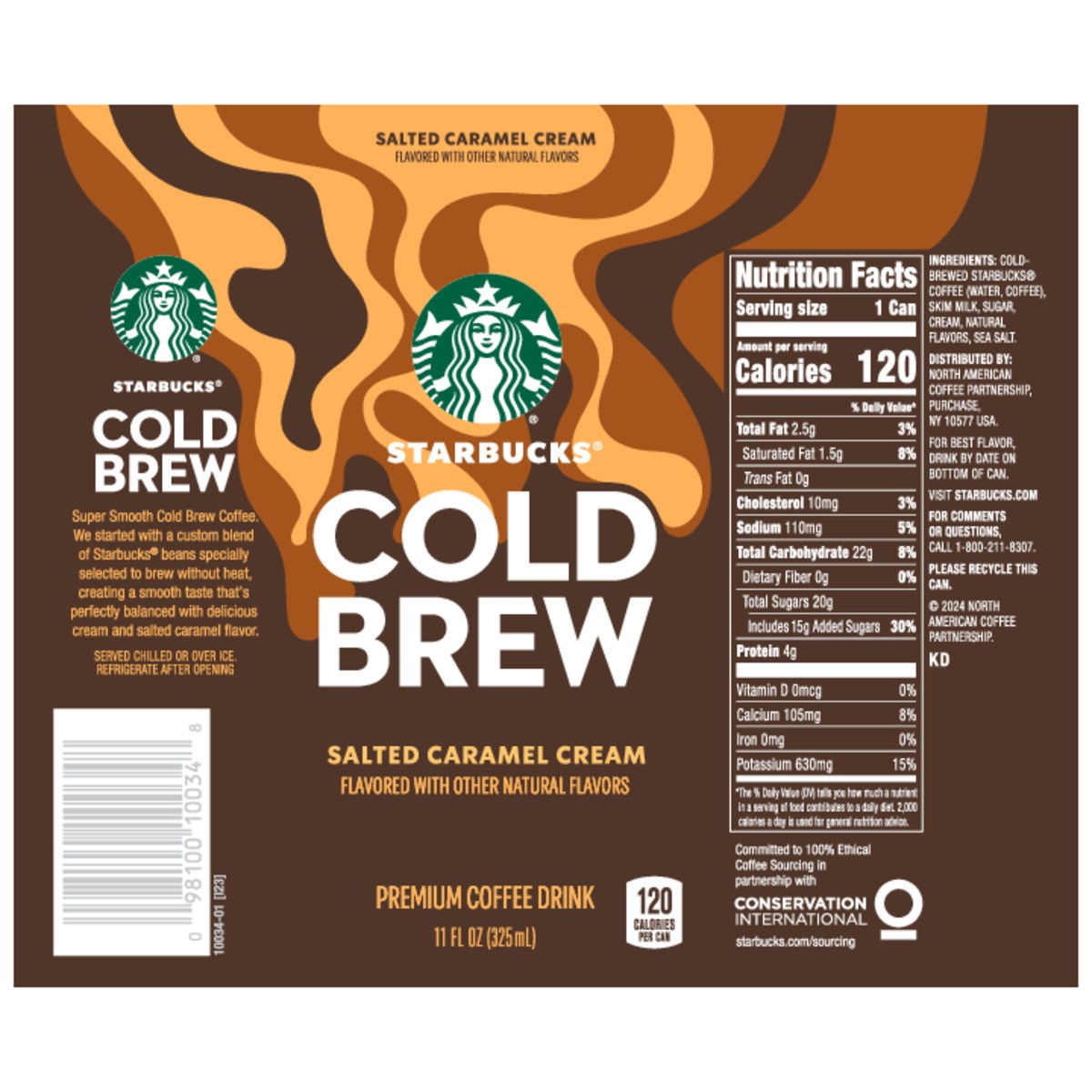 slide 7 of 8, Starbucks Cold Brew Premium Coffee Drink Salted Caramel Cream - 11 fl oz, 11 fl oz