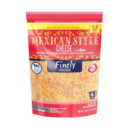 slide 1 of 1, finely shredded Mexican style cheese, 16 oz