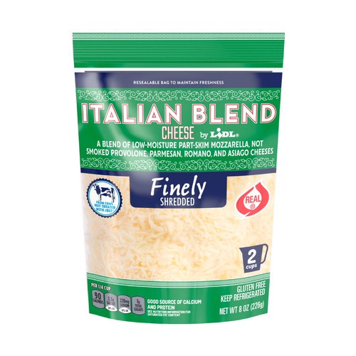 slide 1 of 1, finely shredded Italian blend cheese, 8 oz