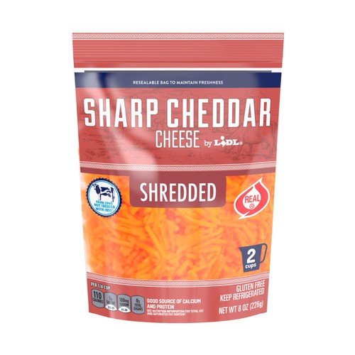 slide 1 of 1, shredded sharp cheddar cheese, 8 oz