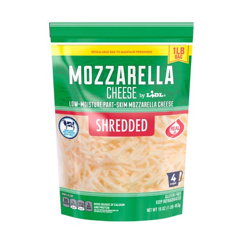 slide 1 of 1, shredded mozzarella cheese, 16 oz