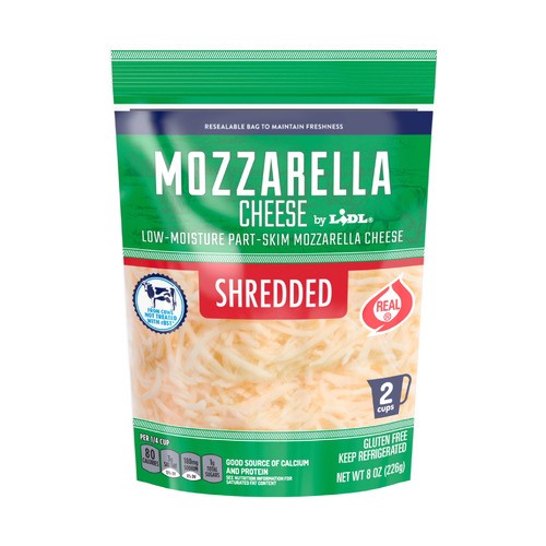 slide 1 of 1, shredded mozzarella cheese, 8 oz