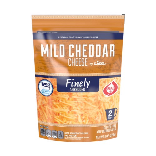 slide 1 of 1, finely shredded mild cheddar cheese, 8 oz