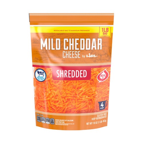 slide 1 of 1, mild shredded cheddar cheese, 16 oz