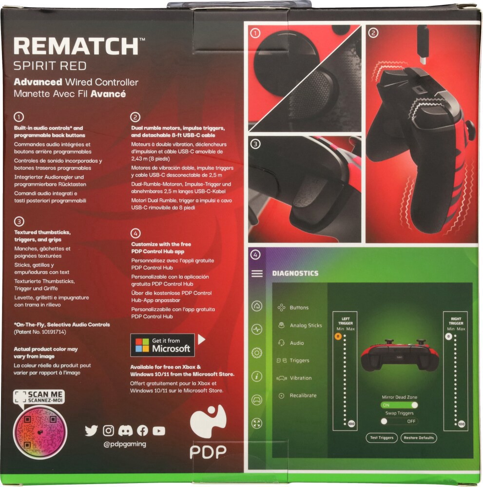 slide 3 of 6, PDP REMATCH™ Advanced Wired Controller: Spirit Red For Xbox Series X|S Xbox One & Windows 10/11 PC, 1 ct